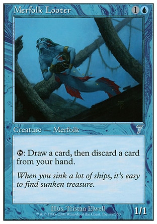 【CHT】 ☆Foil☆ 《掠奪人魚/Merfolk Looter》[第七版]〔NM〕