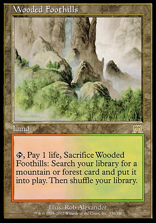 【CHT】 ☆Foil☆ 《繁茂丘陵/Wooded Foothills》[石破天驚]〔NM〕